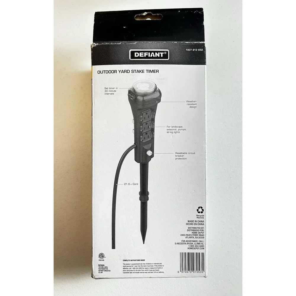 Defiant Outdoor Yard Stake with Mechanical Timer 24Hr Programmable